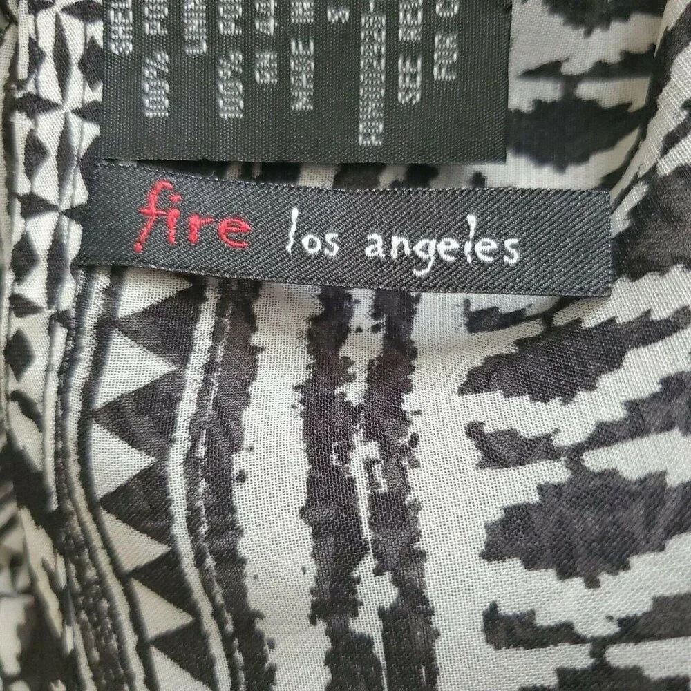 Fire Los Angeles Women’s Sleeveless Summer Dress Geometric Black White Sz Small - Picture 11 of 16
